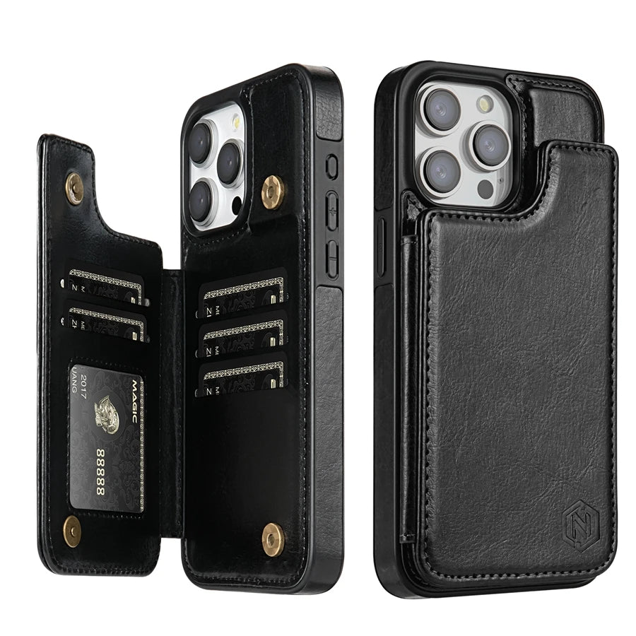 MobiCase™ - Skórzane etui portfel z ochroną RFID i podstawką