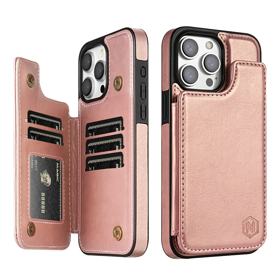 MobiCase™ - Skórzane etui portfel z ochroną RFID i podstawką