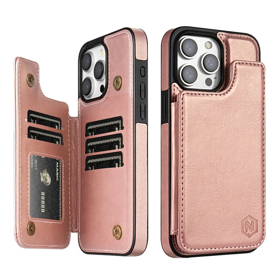 MobiCase™ - Skórzane etui portfel z ochroną RFID i podstawką