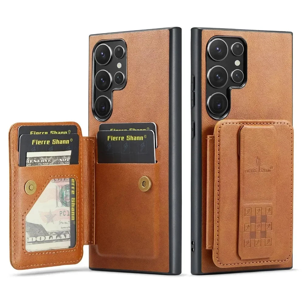 MobiCase™ - Eleganckie etui portfelowe z funkcją stojaka i uchwytem – skóra PU