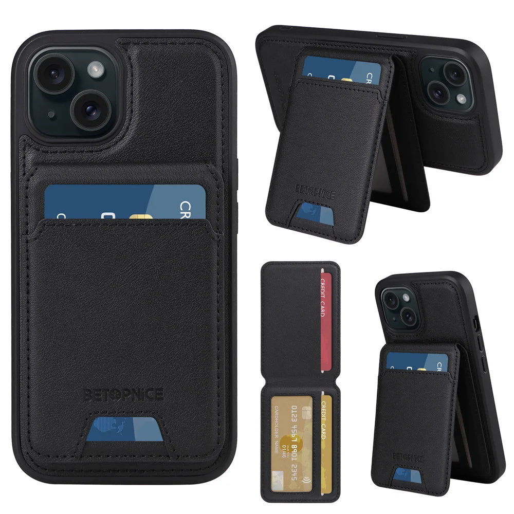 MobiCase™ - Skórzane etui portfelowe 2w1 z magnesem i miejscem na karty – kompatybilne z MagSafe