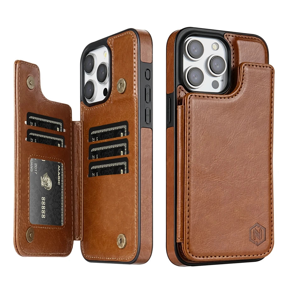 MobiCase™ - Skórzane etui portfel z ochroną RFID i podstawką