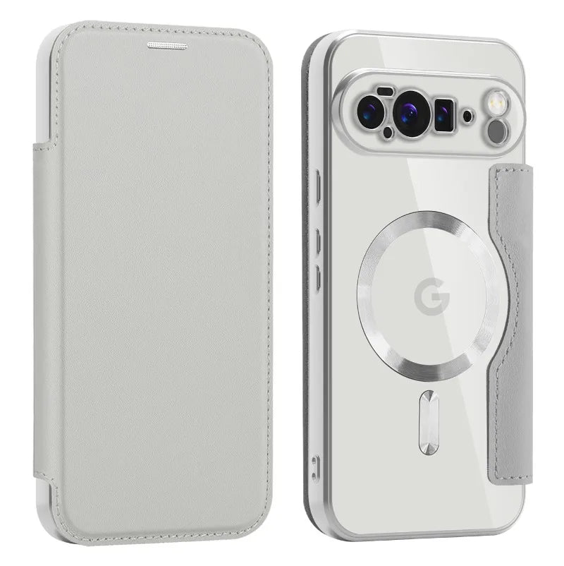 MobiCase™ - Przezroczyste skórzane etui z klapką i magnetycznym zamknięciem – ochrona i elegancja w jednym (Flip Case)