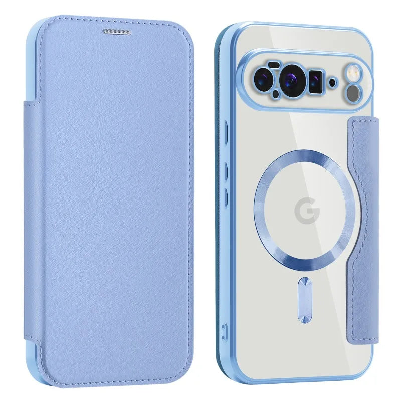 MobiCase™ - Przezroczyste skórzane etui z klapką i magnetycznym zamknięciem – ochrona i elegancja w jednym (Flip Case)