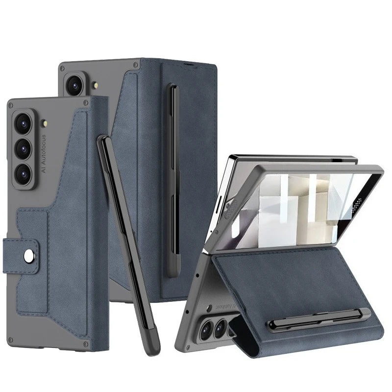 MobiCase™ - Skórzane etui ochronne z uchwytem i podstawką – półzabudowane, odporne na wstrząsy
