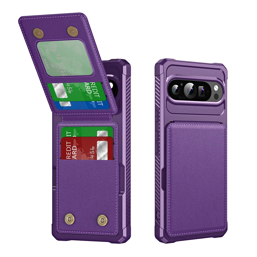 MobiCase™ - Skórzane etui z magnetycznym uchwytem i miejscem na karty – elegancja i funkcjonalność dla Google Pixel 9/8/7 Pro