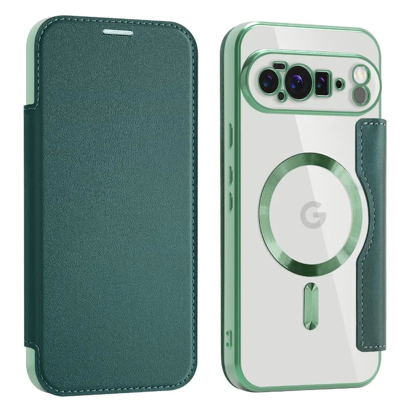 MobiCase™ - Przezroczyste skórzane etui z klapką i magnetycznym zamknięciem – ochrona i elegancja w jednym (Flip Case)
