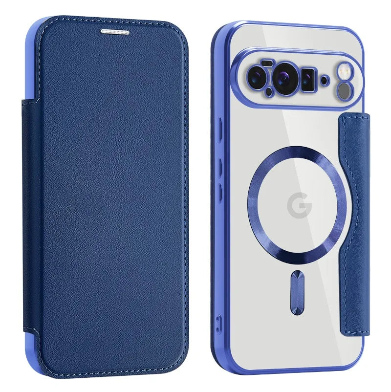 MobiCase™ - Przezroczyste skórzane etui z klapką i magnetycznym zamknięciem – ochrona i elegancja w jednym (Flip Case)