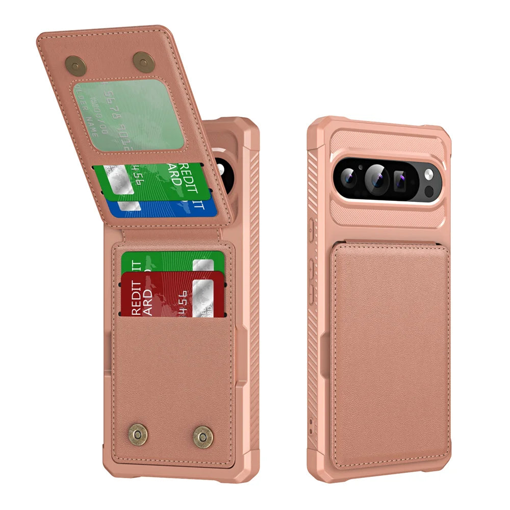 MobiCase™ - Skórzane etui z magnetycznym uchwytem i miejscem na karty – elegancja i funkcjonalność dla Google Pixel 9/8/7 Pro