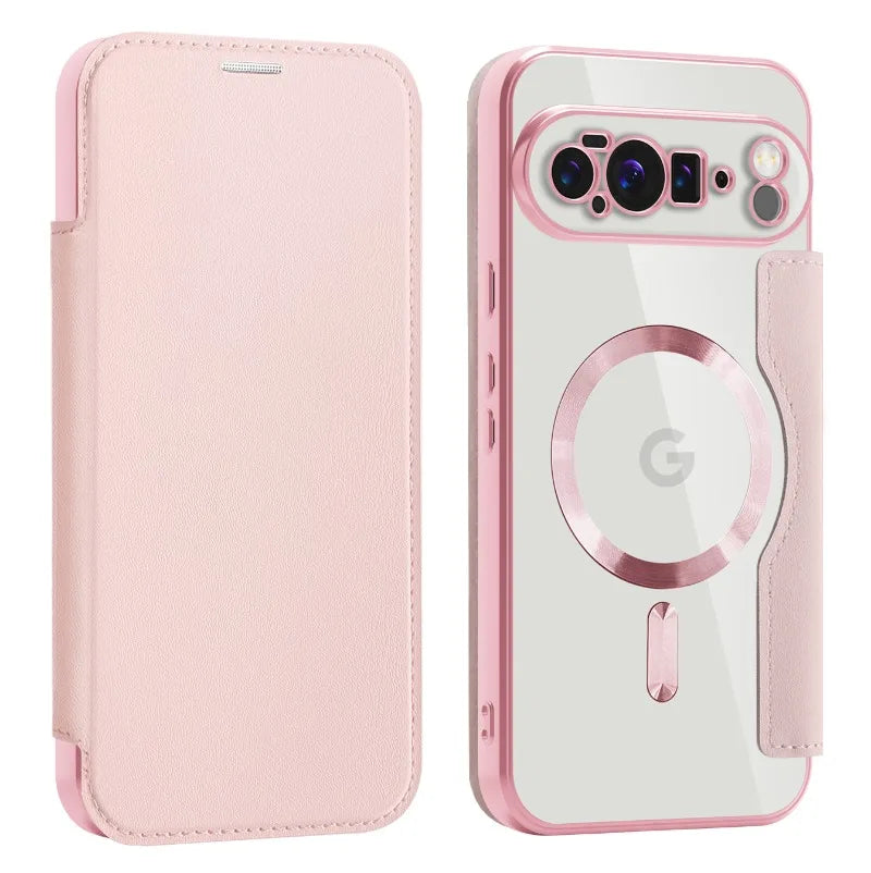 MobiCase™ - Przezroczyste skórzane etui z klapką i magnetycznym zamknięciem – ochrona i elegancja w jednym (Flip Case)